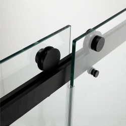 Adjustable 60 In. W X 58 In. H Frameless Glass Shower Door with Black Shower Kit Complete and Door Glass Sliding Door