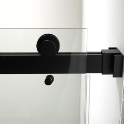 Adjustable 60 In. W X 58 In. H Frameless Glass Shower Door with Black Shower Kit Complete and Door Glass Sliding Door