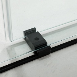 Adjustable 60 In. W X 58 In. H Frameless Glass Shower Door with Black Shower Kit Complete and Door Glass Sliding Door