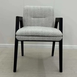 Armed Chair with Exposed Wood Frame and Fabric Upholstery