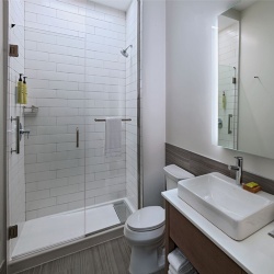 Bath Vanities Glass Shower Door and LED Mirror in Element Hotel