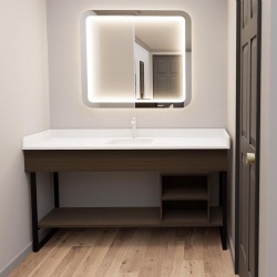 Bath vanities and LED lighting mirror Super 8 motel