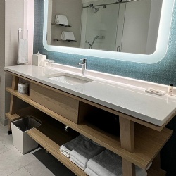 Bathroom Vanity Base and Quartz top in Delta Hotel