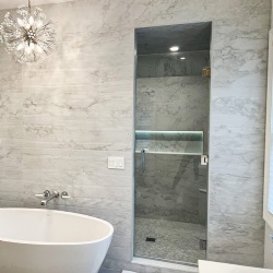 Bathroom swining hinged clear tempered glass door