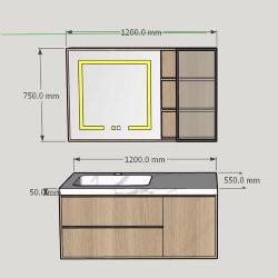 Bathroom vanities design with dimensional information
