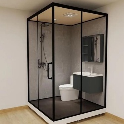 Bathroom wall divider by clear architectural toughened glass panel
