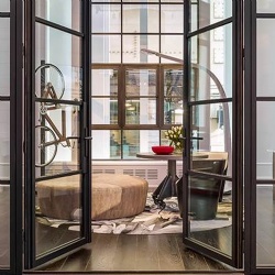 Bespoke black steel framed glass door