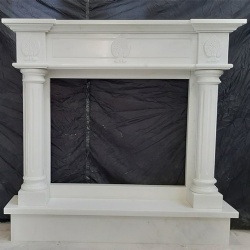 Bespoke fireplace mantel in marble bianco michelangelo