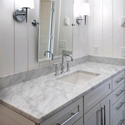 Bianco Carrara Marble Bathroom Vanity top and splashes
