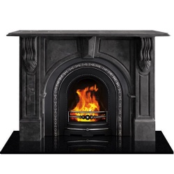 Black Marble Arched Fireplace Mantel