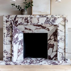 Calacatta Viola marble fireplace mantel