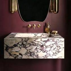 Calacatta Viola marble wall mounted sihnk custom floating vanity