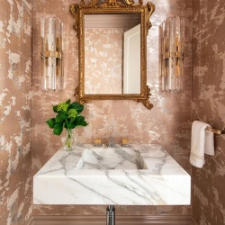 Calacatta marble floating bathroom vanity