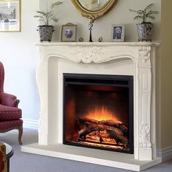 Carved marble fireplace mantel by Guangxi White marble