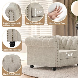 Chesterfield Sofa with High Density Foam Cushions