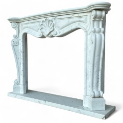 Classic Carrara Marble Fireplace with Louis XVI Decor