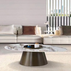Coffee Table with Metal Base and Marble Surface