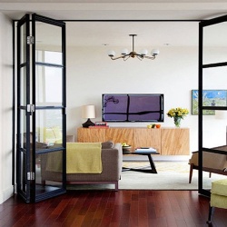 Commercial Partition Large Laminated Glass Aluminium Temporary Folding Door Folding Partition Wall Folding Glass Doors