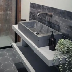 Concrete floating vanity shelves