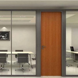 Conference Room Glass Wall Partition with Wooden Door