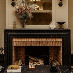 Contemporary Marble Nero Marquina Fireplace Mantel