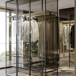 Contemporary glass wardrobe with LED lighting