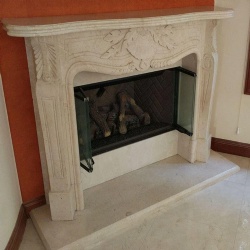 Crema Marfil Natural Stone Fireplace And Mantle Set