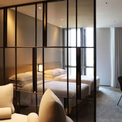 Custom Architectural Glass Partition with Metal Frame