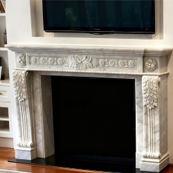 Custom Natural Marble Hand carved Fireplace for Interior Use