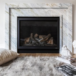 Custom fabricate a stone fireplace by choosing a unique slab