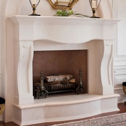 Custom limestone mantel in portuguese limestone
