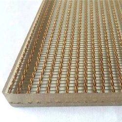 Decorative Laminated Glass with Metal Mesh - Custom Size Anti-Shatter Safety Glass for Walls, Partitions & Furniture