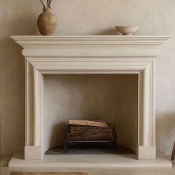 Egyptian Beige Marble Fireplace Mantel and Surround