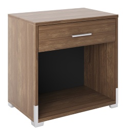 Evan 1 drawer nightstand with accent metal base