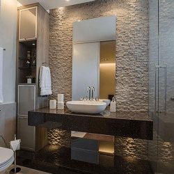 Floating Wall-Mounted Hotel Bathroom Vanity Base with Granite Top