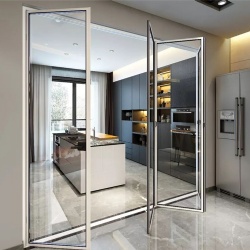 Folding aluminum glass interior wall divider