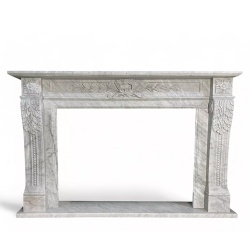 Frame for Fireplace with Alloro Decoration in Carrara Marble L 150