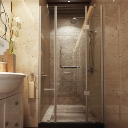 Frameless inline glass shower partition and door