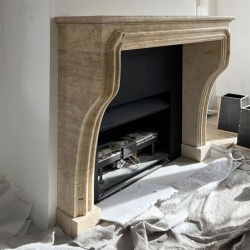 French provincial travertine fireplace surround design