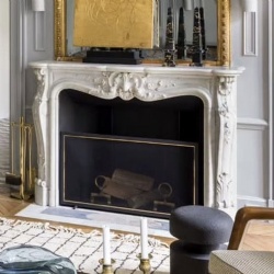 French style white marble fireplace mantel