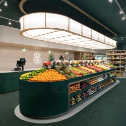 Fruit and Grocery Store Display Gondola and Glass Front