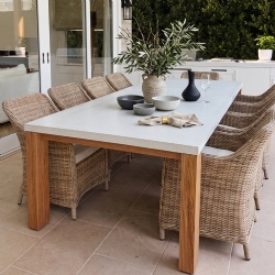 GRC Concrete Dining Table with Timber Oak Base
