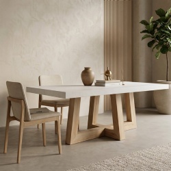 GRC Concrete Dining Table with Timber Oak Base