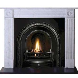 Georgian simple marble fireplace mantel with reeded jambs and frieze