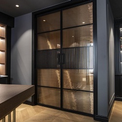 Glass Doors with Decorative Metal Mesh