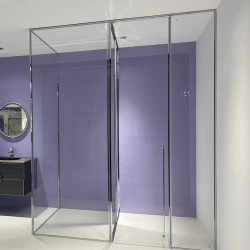 Glass Shower Enclosure Framed by Stainless Steel Channel