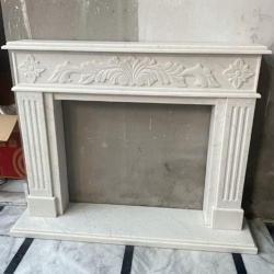 Handmade Carrara White Marble Fireplace Surround