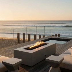 Heavy duty GFRC fire pit for coastal climate