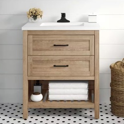 Homedepot single sink bath vanity with white engineered stone top
