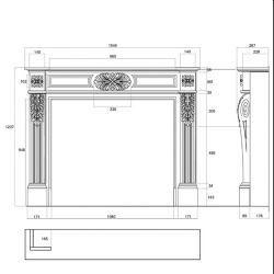 Imperial White marble fireplace surround with black granite slip and hearth